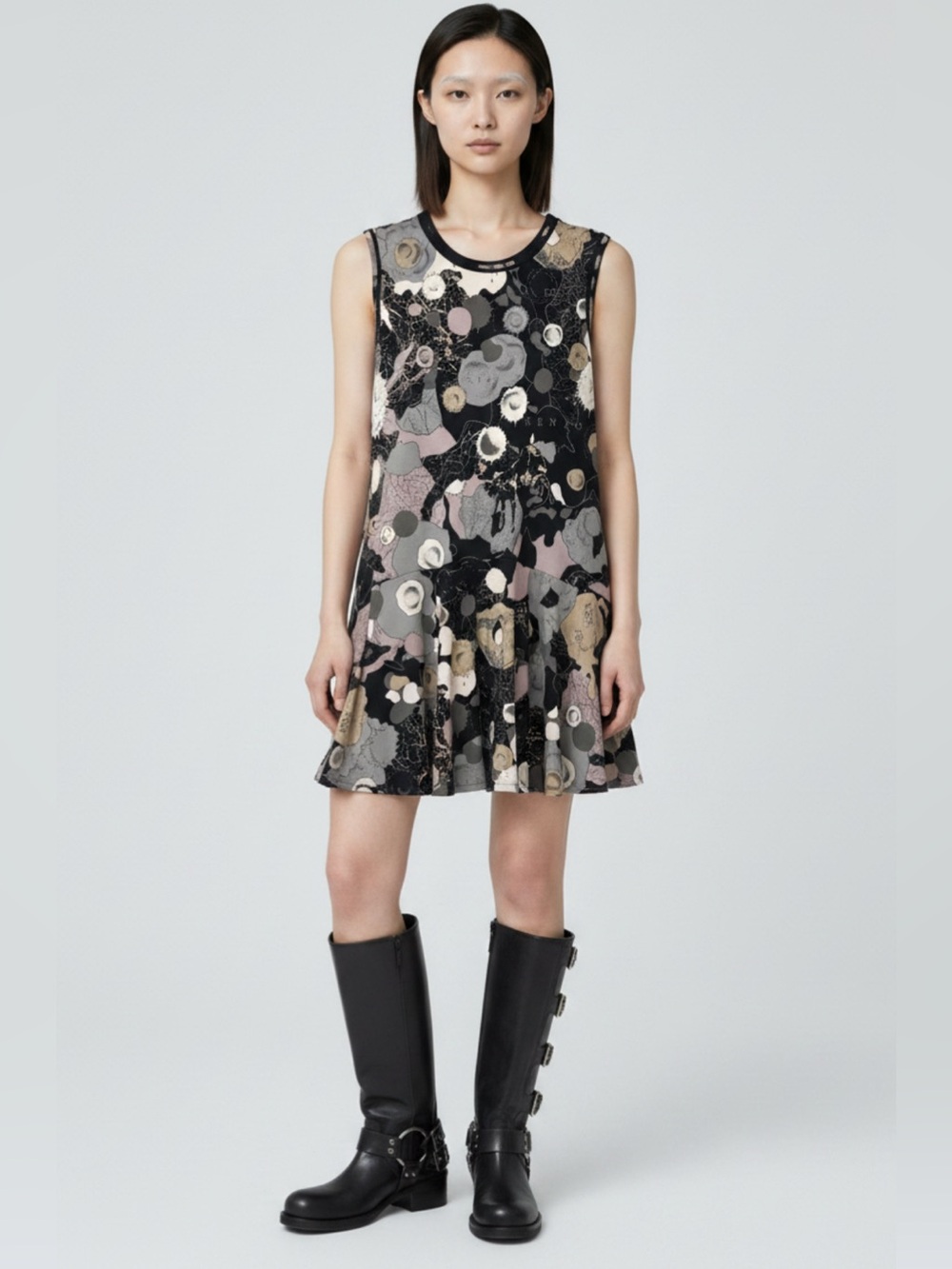 Kenzo Paris Printed Cotton Flounce Dress